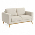 sofa 2-osobowa z tapicerką poliestrową z litego drewna nóżki prostokątne beżowe 160 x 85 x 82 cm