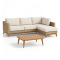 Sofa ogrodowa, Meble ogrodowe 2 kawałki w rattanie PE i beżowej akacji 230 x 150 cm