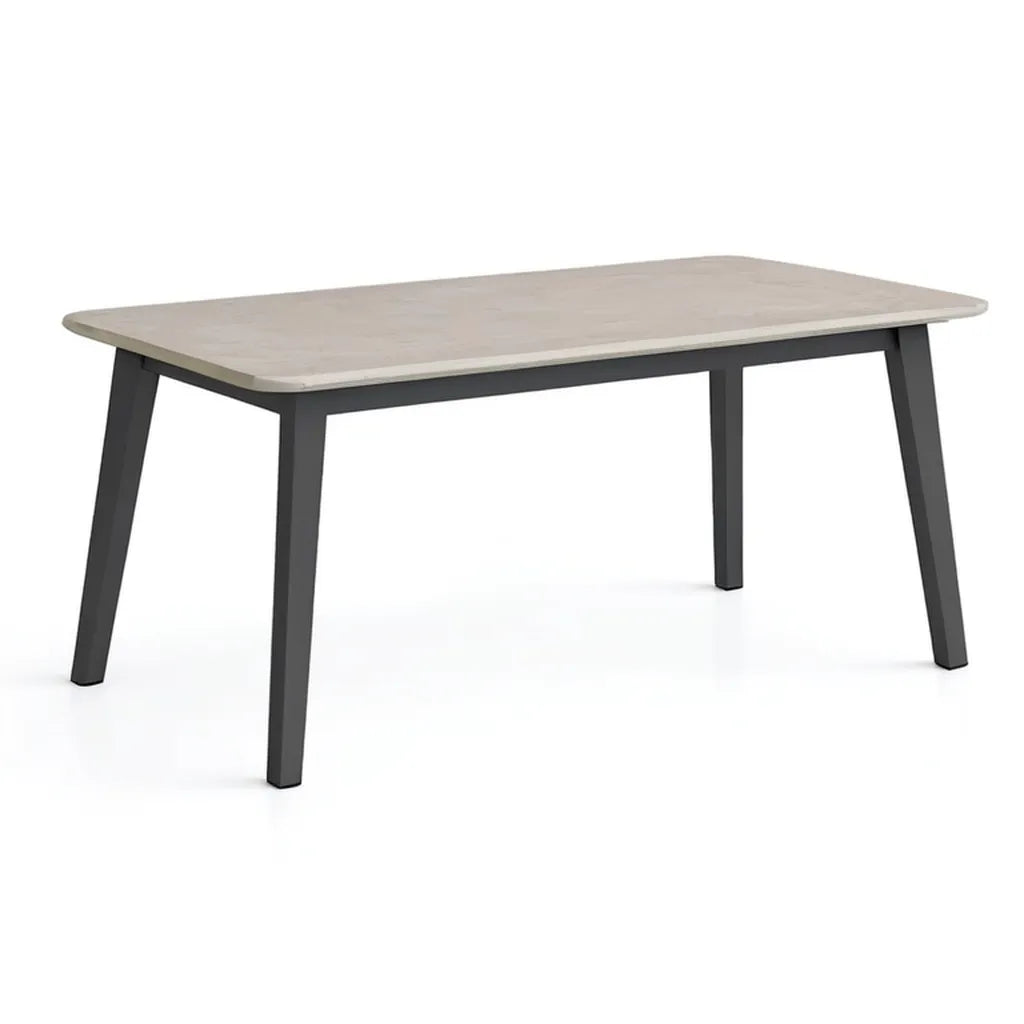 Stół do jadalni, Prostokątny stół jadalny 140 x 80 x 75 cm MDF melaminowany taca szare nóżki stal czarna
