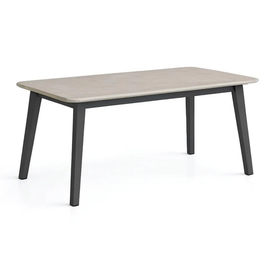 Stół do jadalni, Prostokątny stół jadalny 140 x 80 x 75 cm MDF melaminowany taca szare nóżki stal czarna