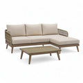 Sofa ogrodowa, Meble ogrodowe 2 kawałki w litej akacji i beżowy poliester 220 x 150 x 78 cm