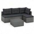 Sofa ogrodowa, Kanapa ogrodowa narożna z szarą żywicą plecioną ze stołem do kawy i czarną poduszką 250 x 190 x 70 cm