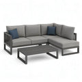 Sofa ogrodowa, Meble ogrodowe narożniki 4 fotele z szarym aluminiowym stołem do kawy 217 x 217 x 76 cm