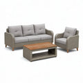 Sofa ogrodowa, Meble ogrodowe 3 pokój sofa 3 stolik z kawą w PE szarej rattan z poduszkami szary 200 x 80 x 78 cm