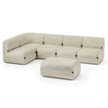 Sofa ogrodowa, Modułowa kanapa ogrodowa narożna 300 x 220 x 75 cm beż z wyściełanymi poduszkami poliestrowymi