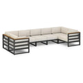 Sofa ogrodowa, 5-częściowy salon ogrodowy zestaw narożna sofa 300 x 230 x 70 cm stali proszkowo powlekanej z poliestrowym waflem czarny