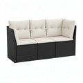 Sofa ogrodowa, 3- fotela ogrodowa z PP plastikowa, prostokątna czarna śmietana 188 x 70 x 79 cm