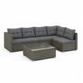 Sofa ogrodowa, Meble ogrodowe narożniki 5 foteli z plecionym stołem do kawy z żywicą PE szary 250 x 190 x 63 cm