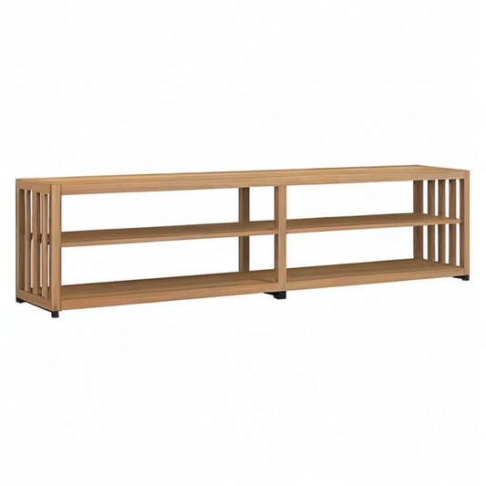 Szafka RTV, Meble do TV otwartej w naturalnym bambusie stałym 180 x 40 x 45 cm z 2 półkami