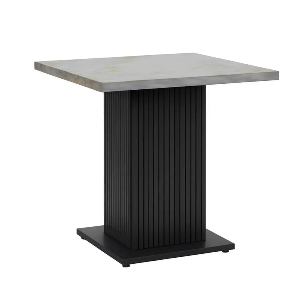 Stół do jadalni, Kwadratowy stół jadalny 80 x 80 x 75 cm Betonowy efekt na szarej stopie MDF czarny