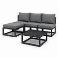 Sofa ogrodowa, Meble ogrodowe narożnikowe 260x200x75 cm szare ze stalową konstrukcją i tapicerowanymi poduszkami