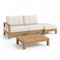 Sofa ogrodowa, Meble ogrodowe 3 elementy w stałej akacji naturalny kąt prosty z poduszkami w niebielonej sofie 210 x 140 x 65 cm stół 110 x 60 x 35 cm