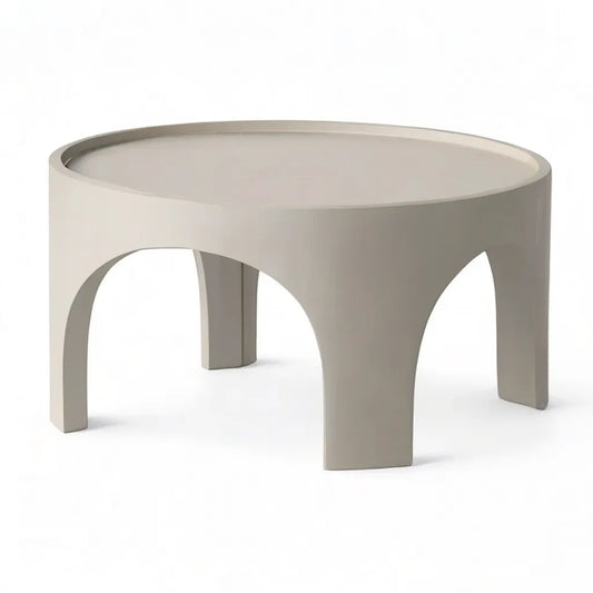 Stolik kawowy, Okrągły stolik z MDF z farbą PU Ø 80 cm wysokość 40 cm Greige