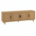 Szafka RTV, 4 drzwi MDF oakshed TV szafa z naturalną rattanem 180 x 40 x 60 cm naturalny brązowy