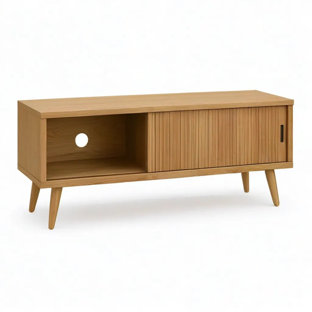 Szafka telewizyjna 120 x 40 x 60 cm w panelach MDF z prostokątnym dębem brązowym
