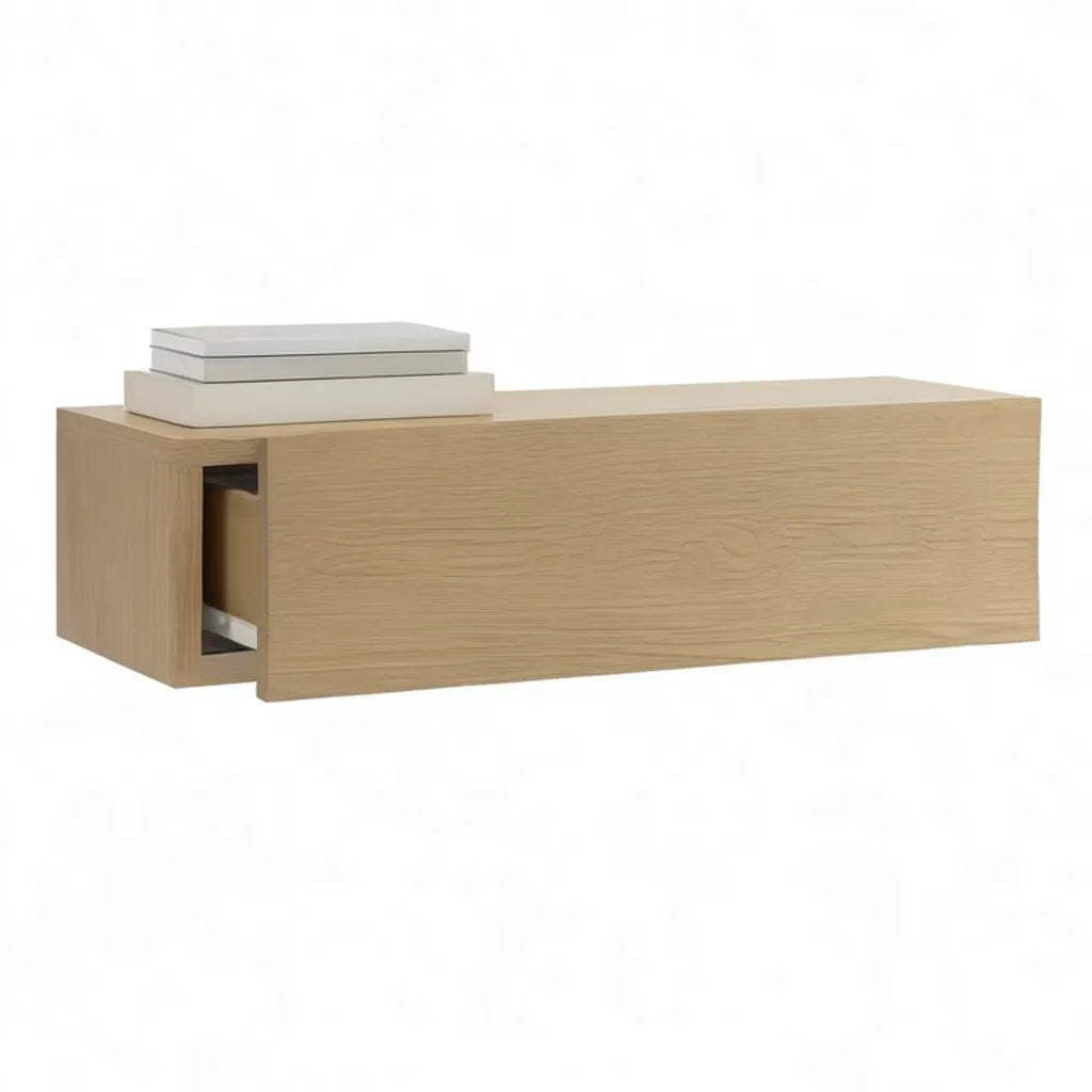 Szafka z TV ścienną z szufladą 120 x 40 x 36 cm Płyta MDF lekki dąb prostokątna wystrój
