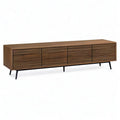 Szafka TV MDF 4 drzwi z oprawionym orzechem 180 x 40 x 55 cm brązowym z czarnymi nóżkami