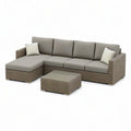 Sofa ogrodowa, Ogród salon zestaw narożna sofa z stolikiem do kawy i polirattan braid szary / beige 280 x 210 x 70 cm